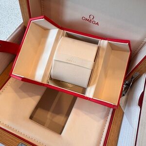 Omega Luxury Red and Cream Watch Box